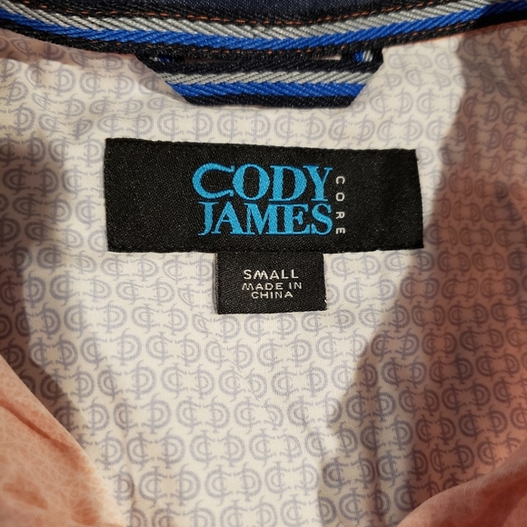 Cody James Peach Patterned Western Short Sleeve Button Down Shirt Small - Picture 3 of 6